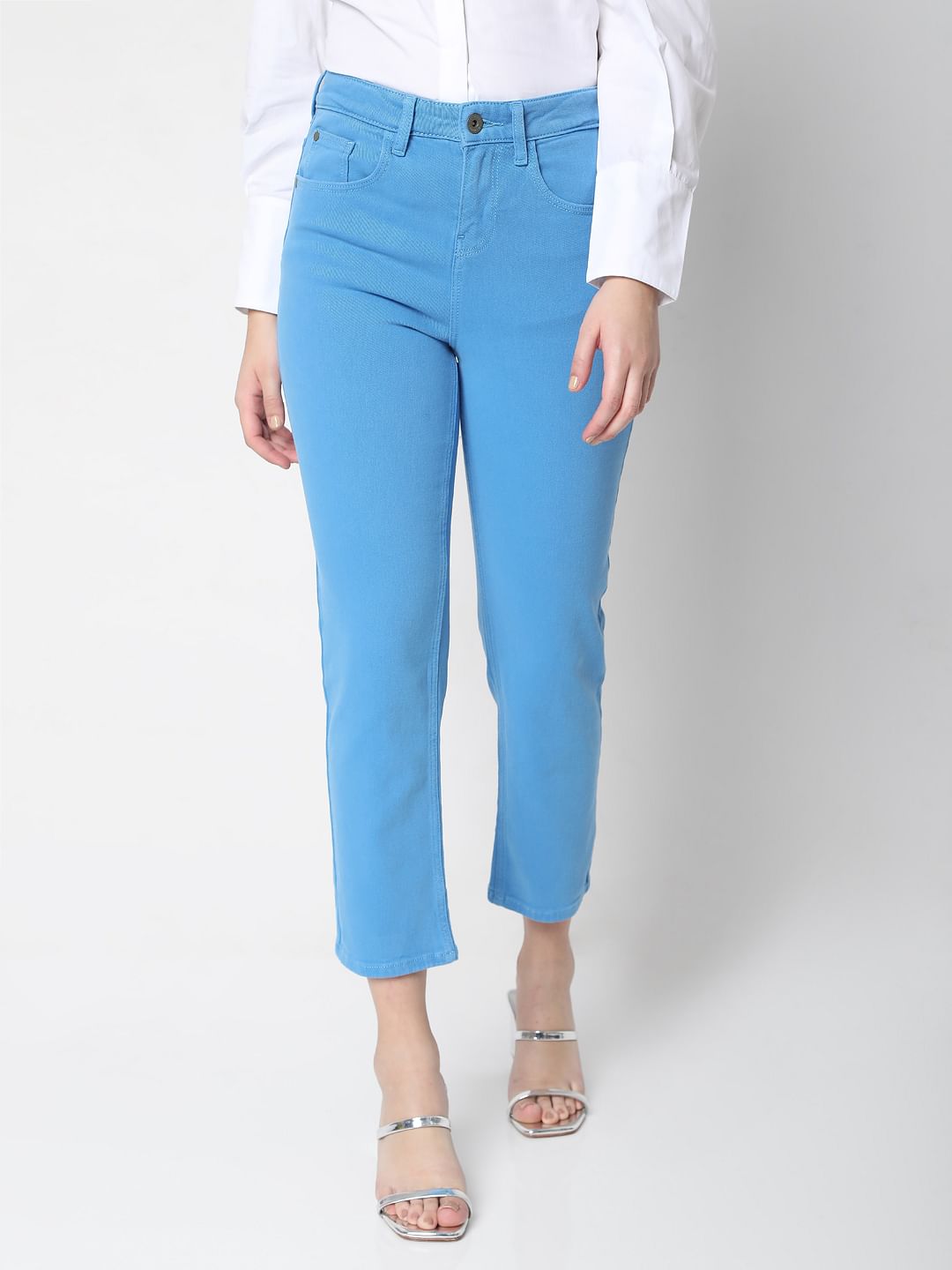 Blue High Waist Jade Straight Fit Jeans