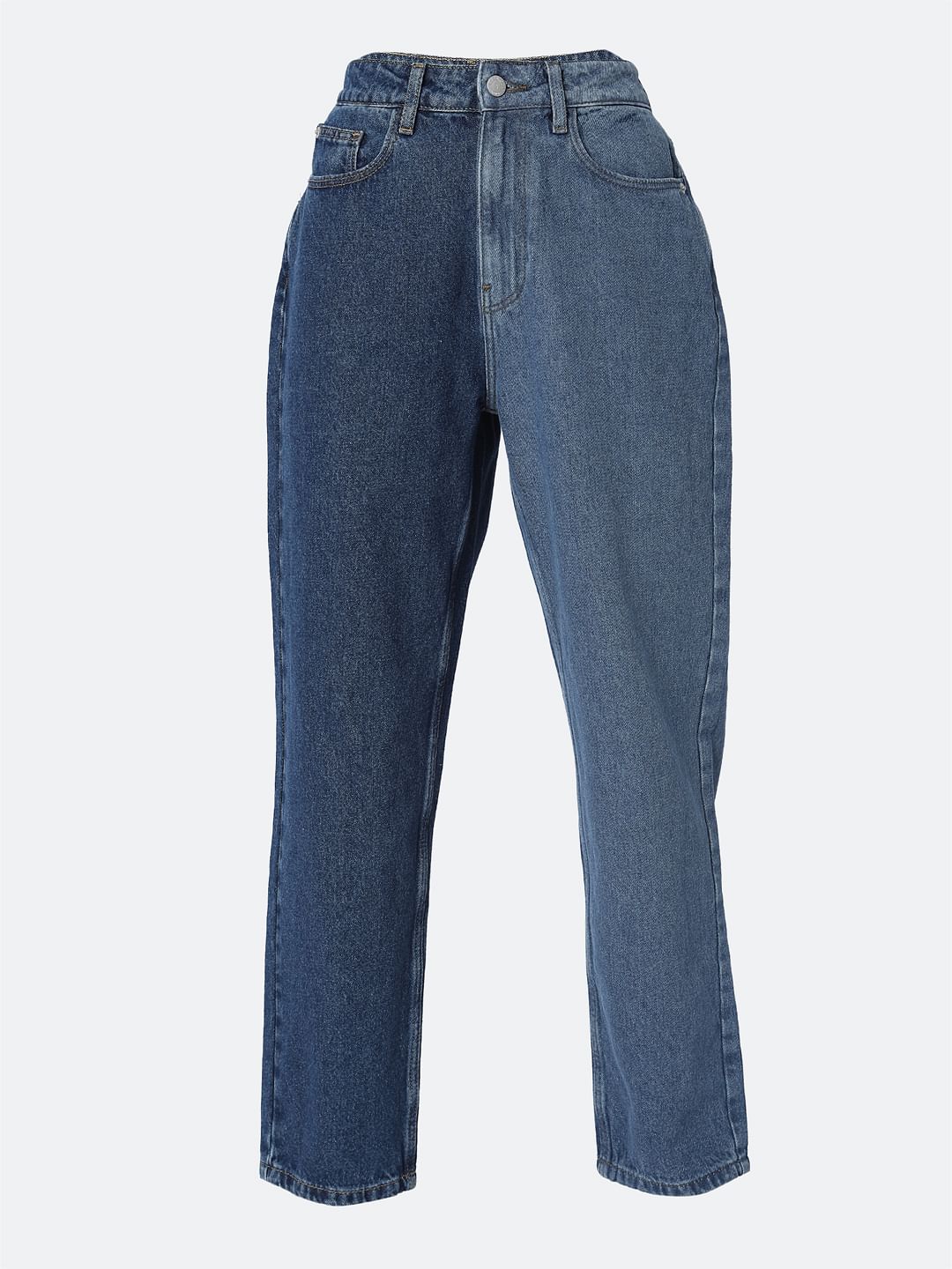 Blue Two-Toned Mom Jeans