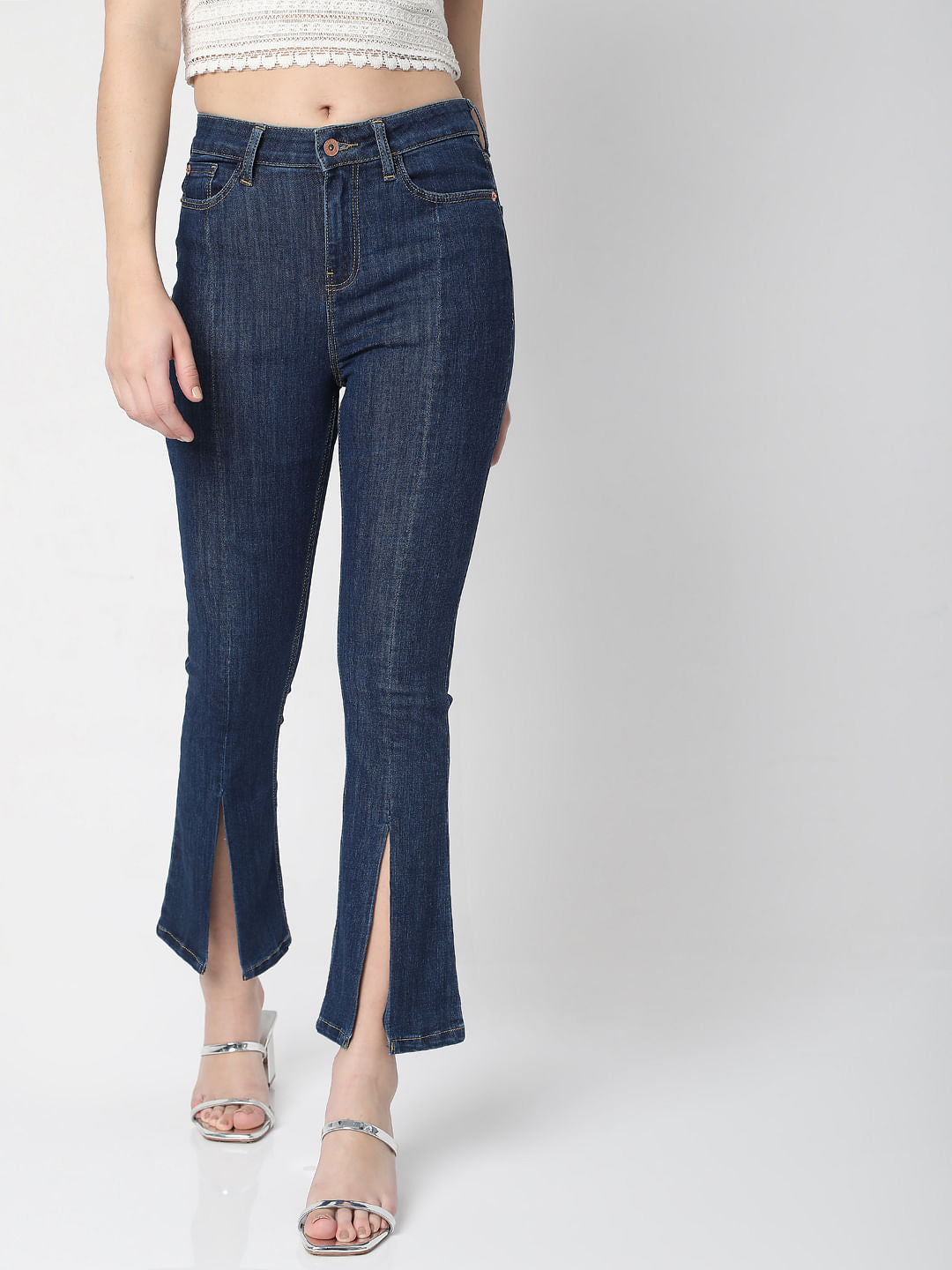 Blue Petra Bootcut Ankle Slit Jeans