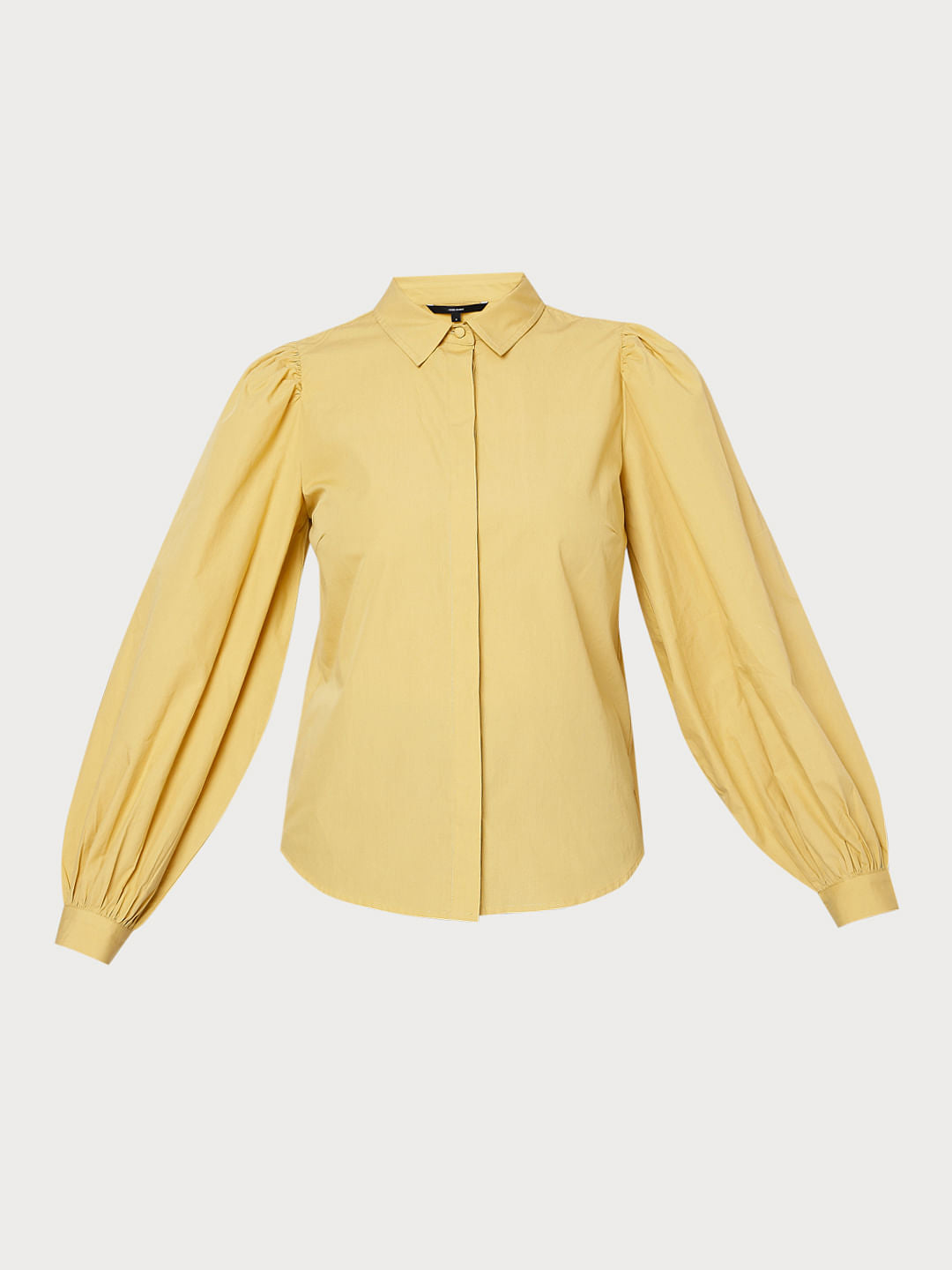 Mustard Puff Sleeves Shirt