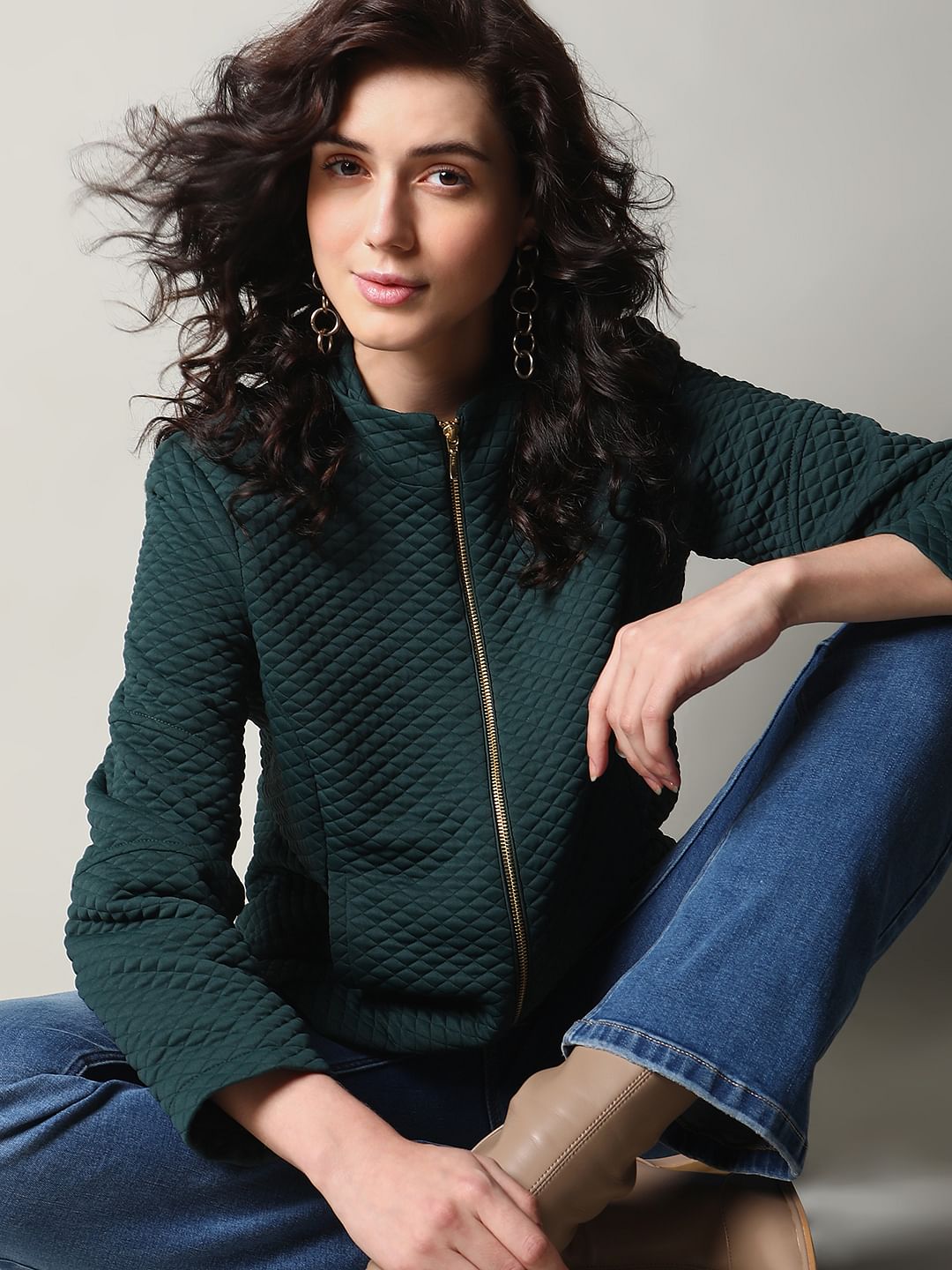 Green Quilted Winter Jacket