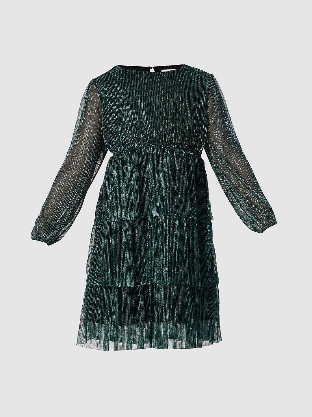 Green Shimmer Layered Dress