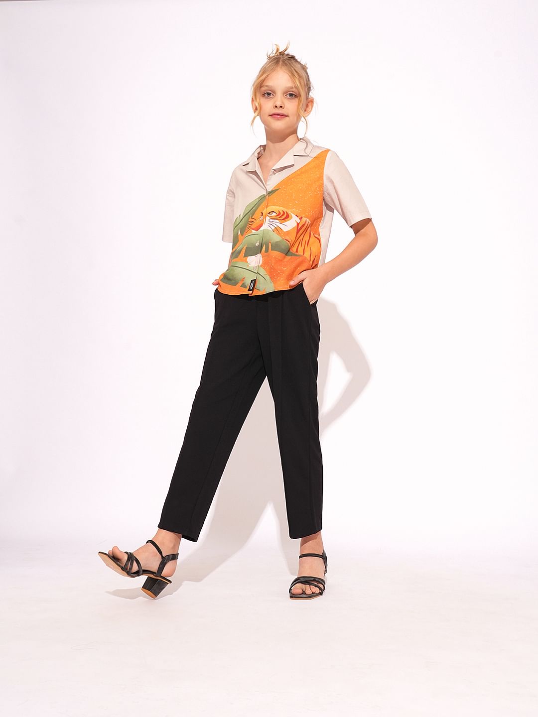 Girls Black Pintuck Pants