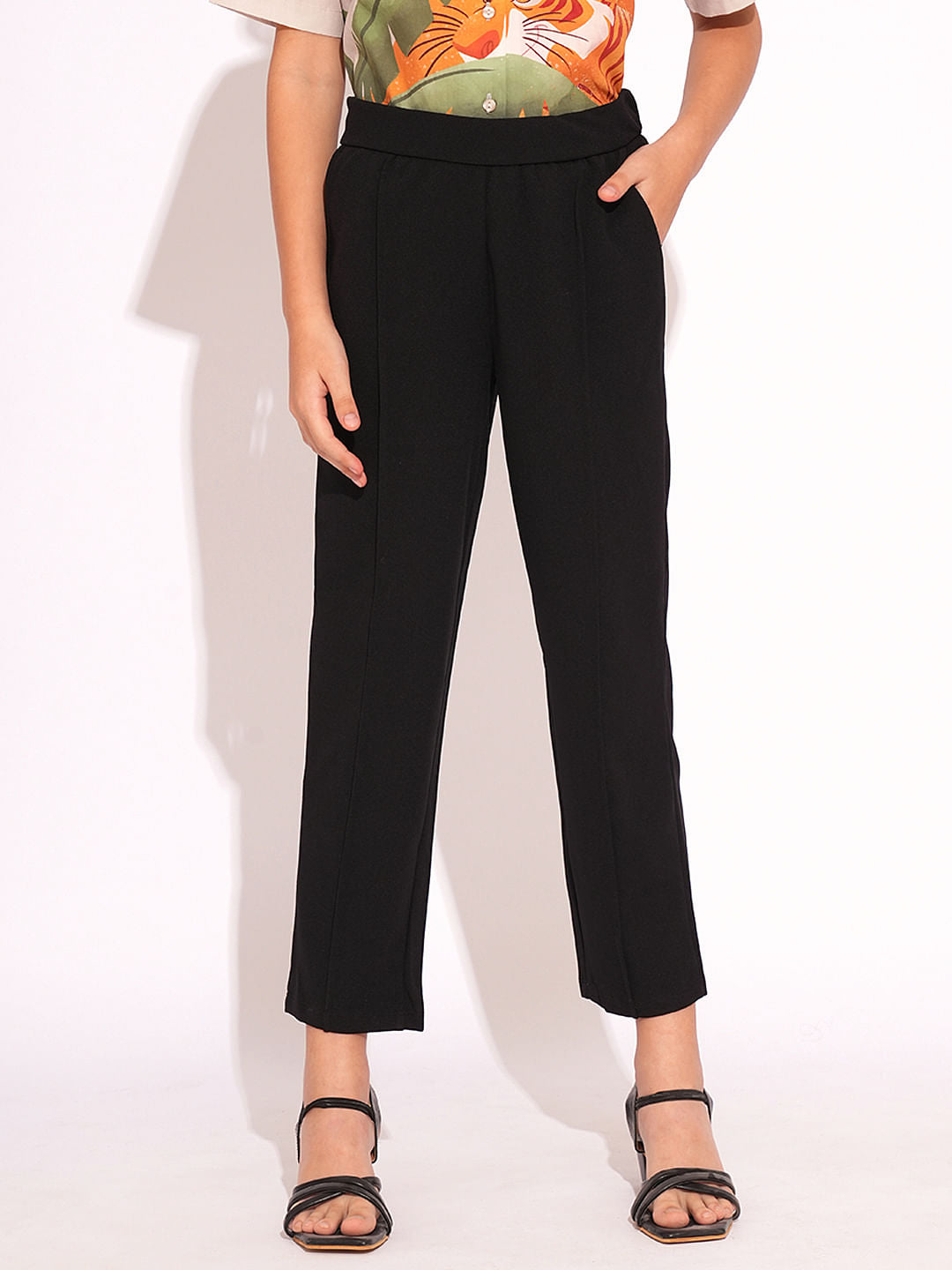 Girls Black Pintuck Pants