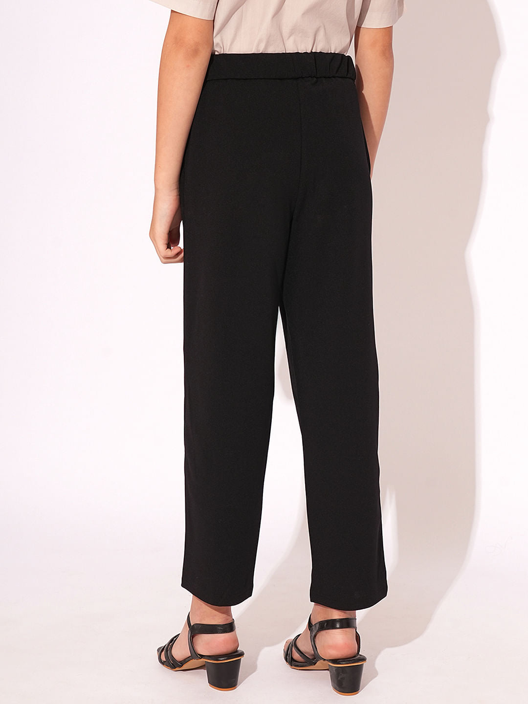Girls Black Pintuck Pants