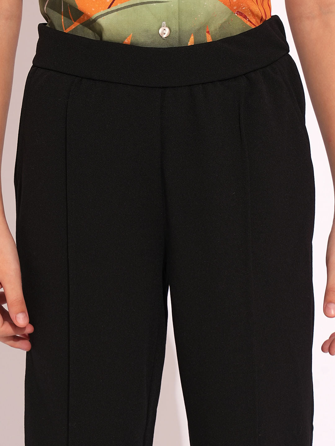 Girls Black Pintuck Pants