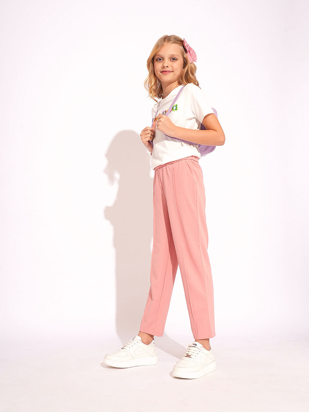 Girls Blush Pink Pintuck Pants