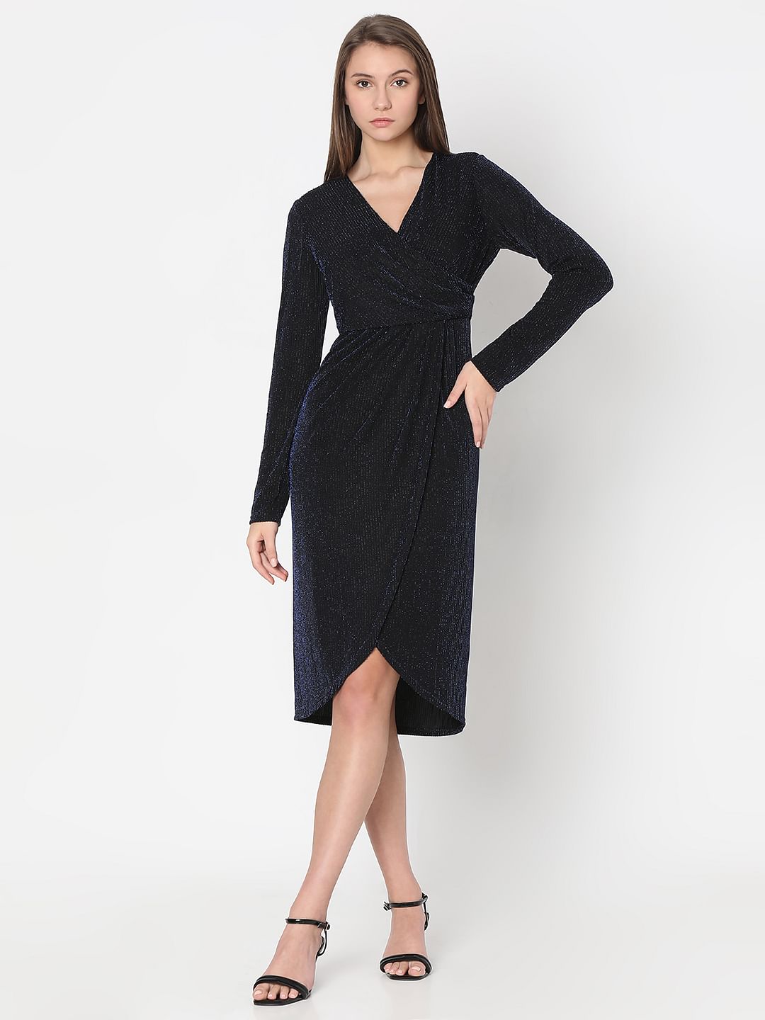 Navy Blue Shimmer Midi Dress