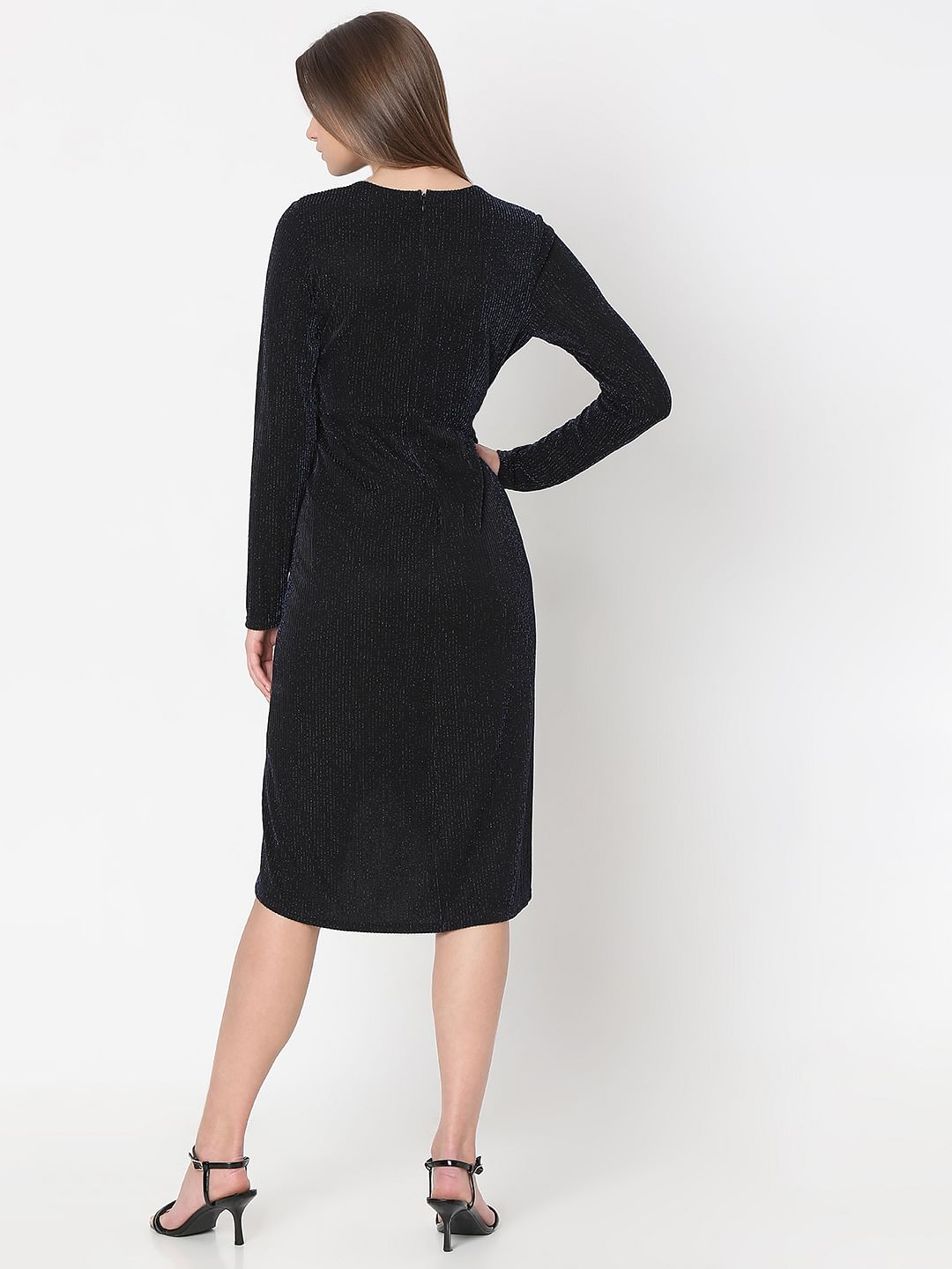 Navy Blue Shimmer Midi Dress