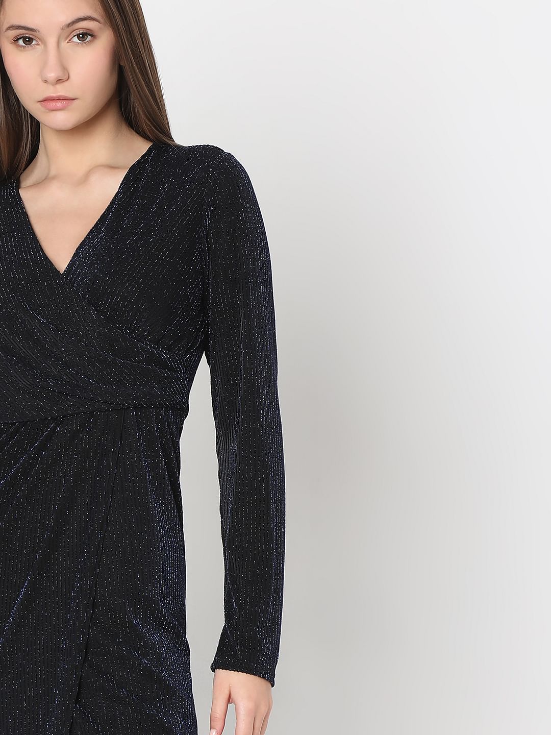 Navy Blue Shimmer Midi Dress