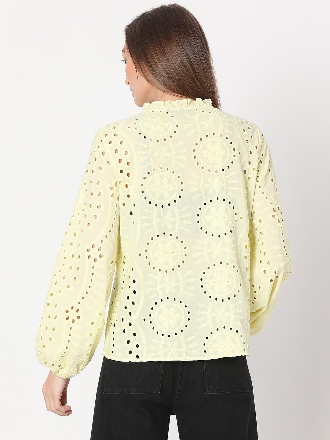 Yellow Schiffli Top