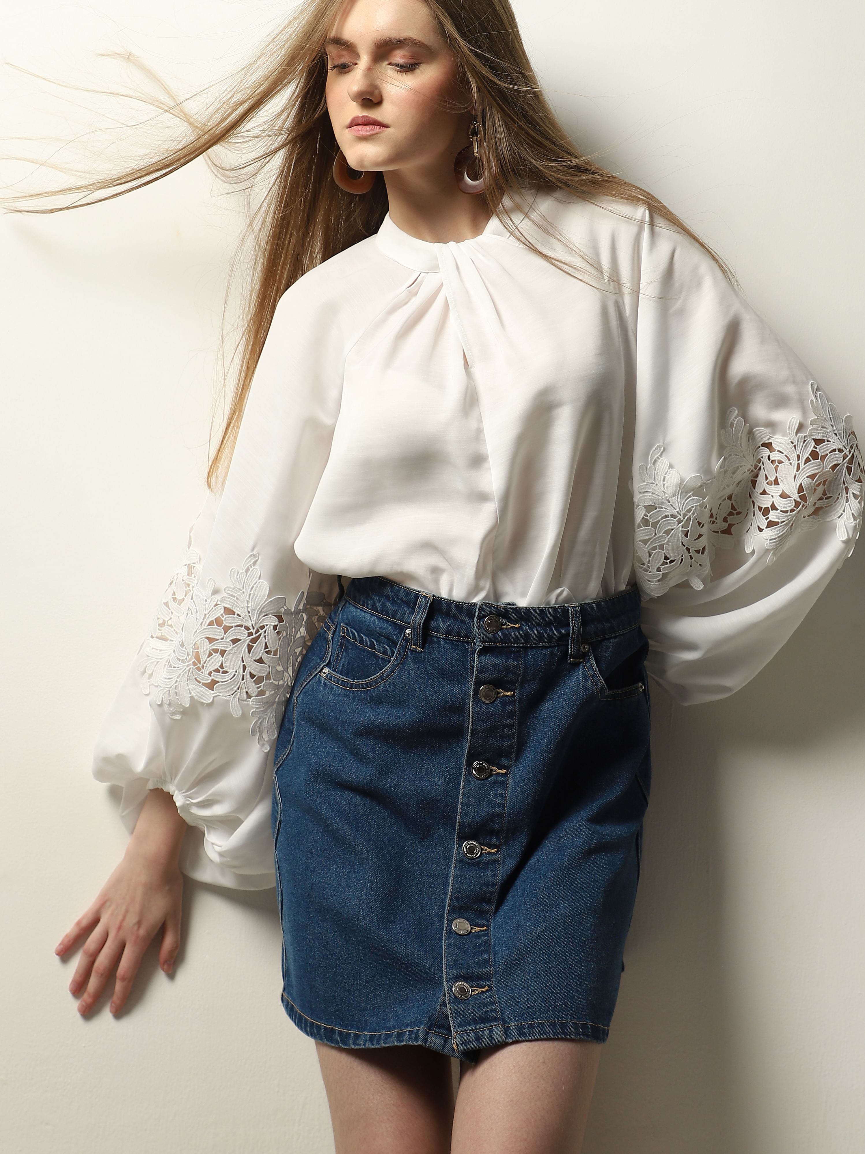 White Lace Detail Top