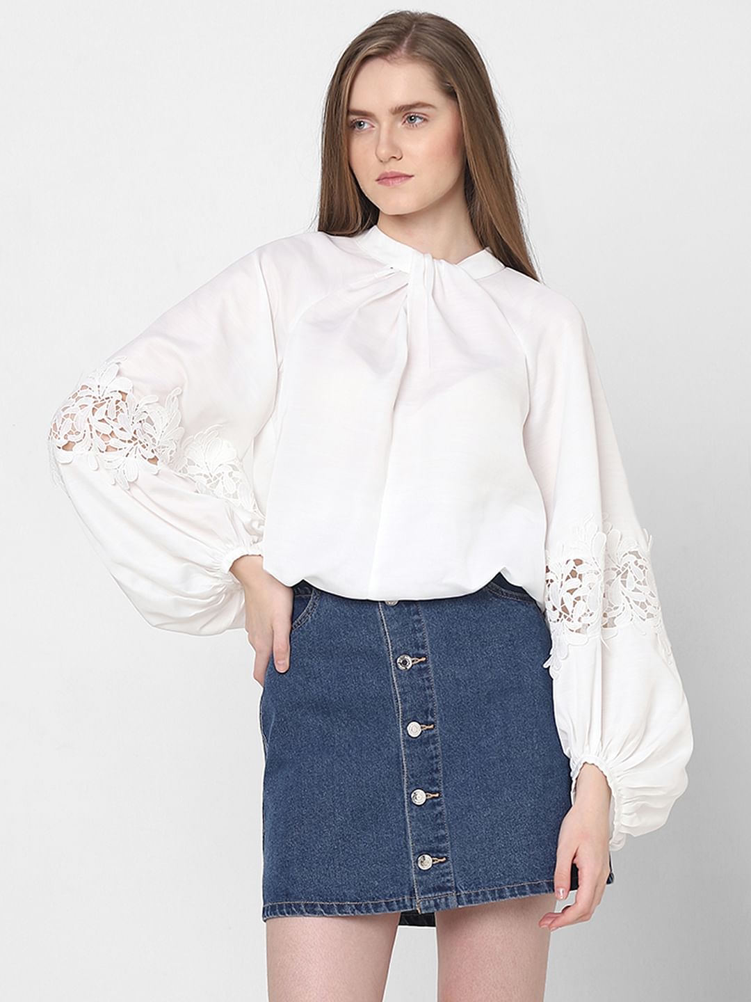 White Lace Detail Top