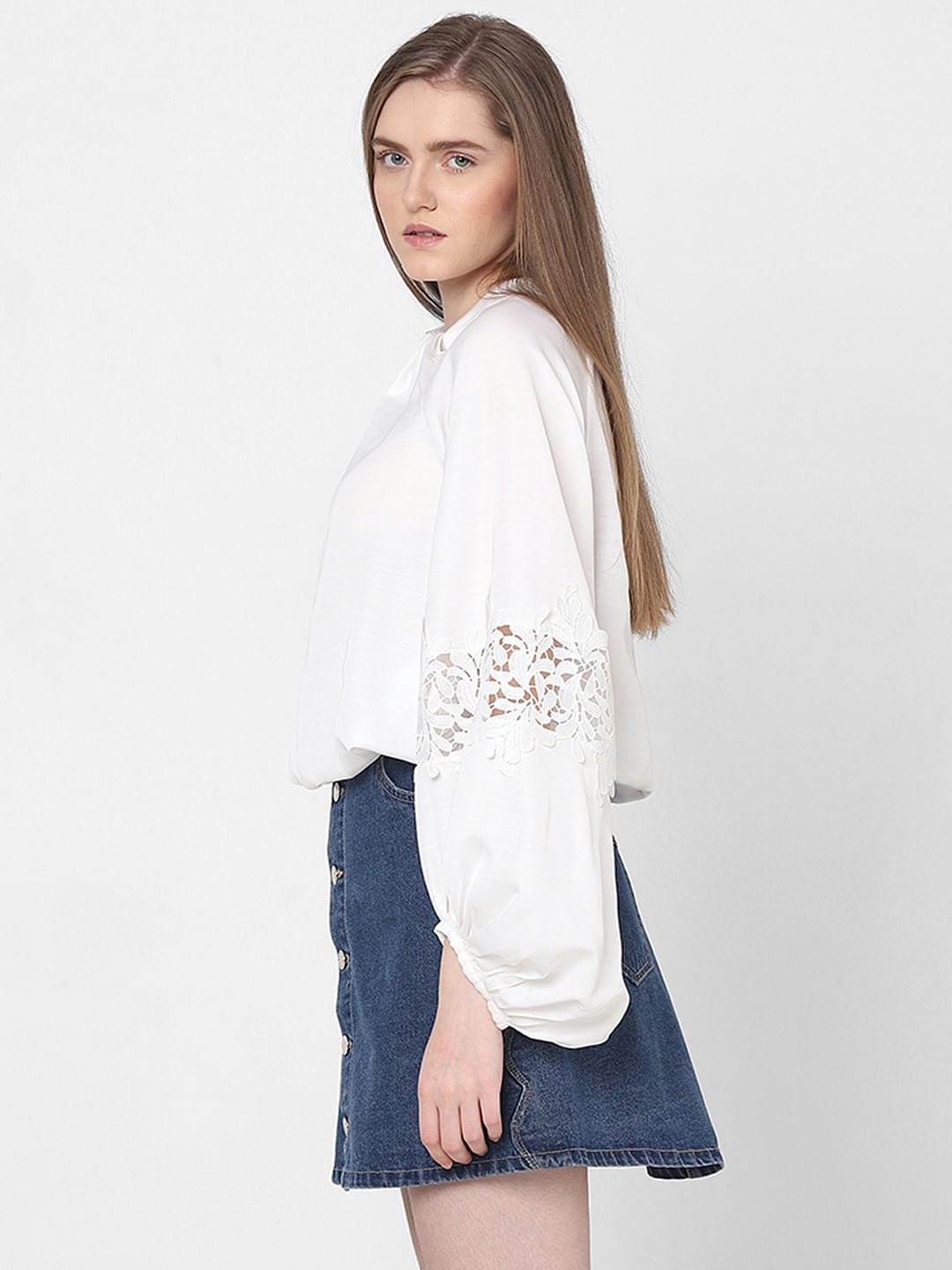White Lace Detail Top