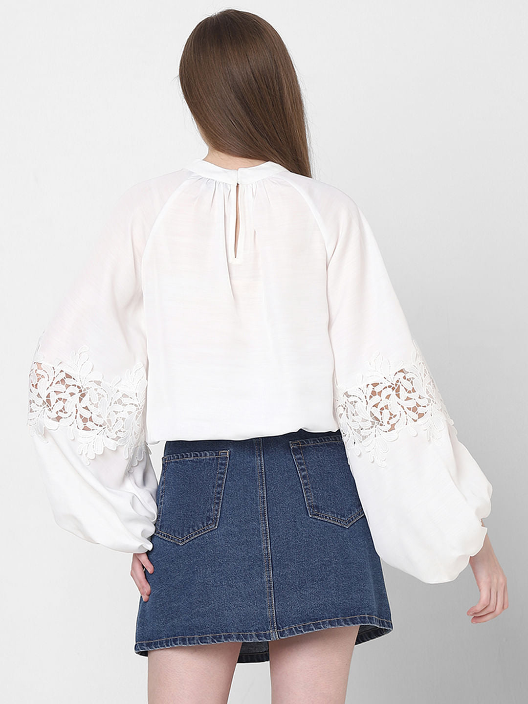 White Lace Detail Top