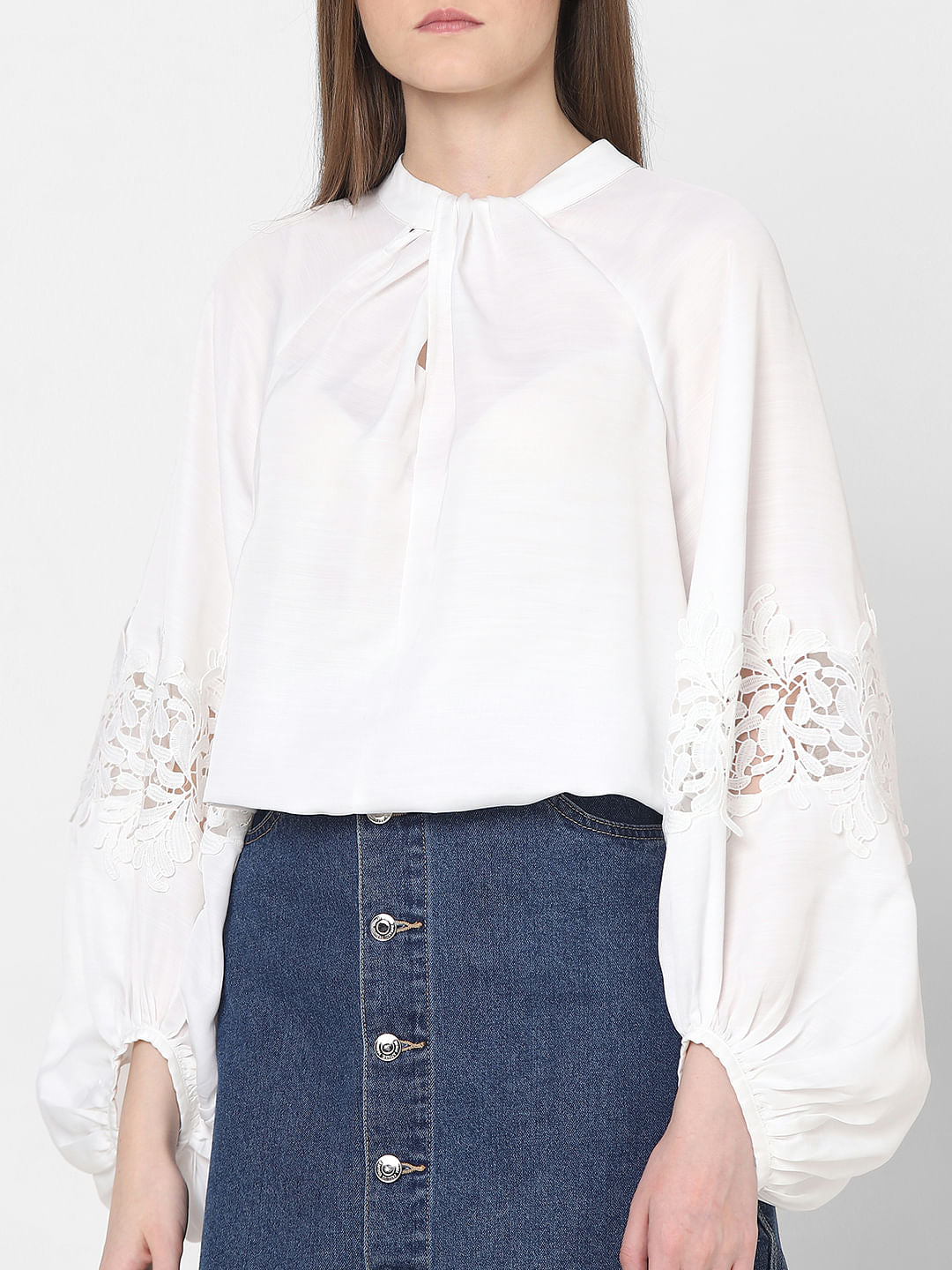 White Lace Detail Top