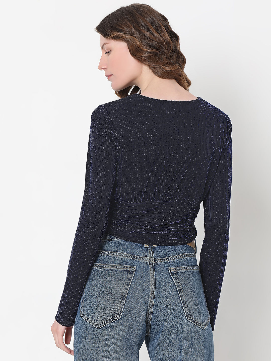 Dark Blue Shimmer Cropped Top