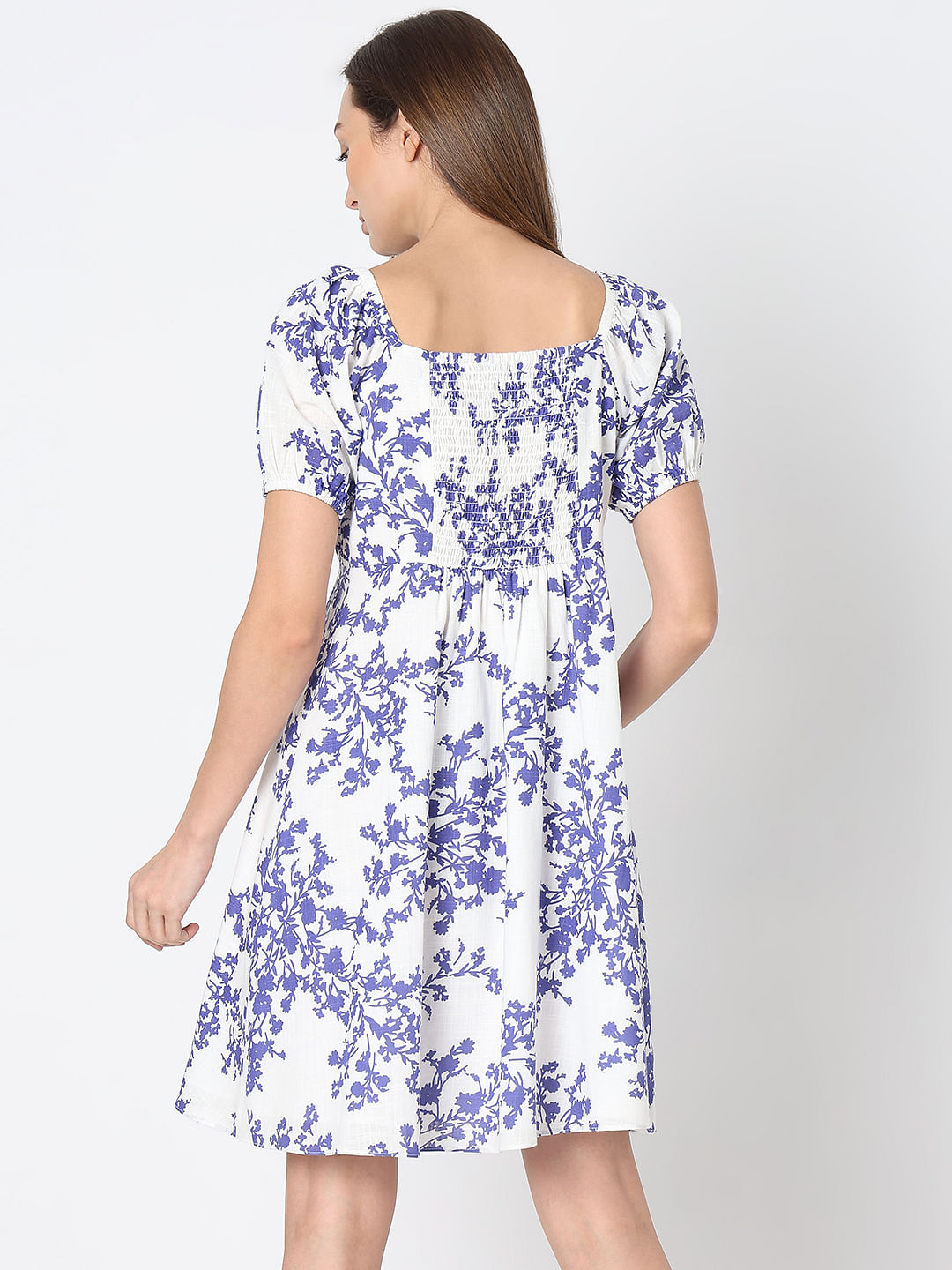 White Floral Fit & Flare Dress