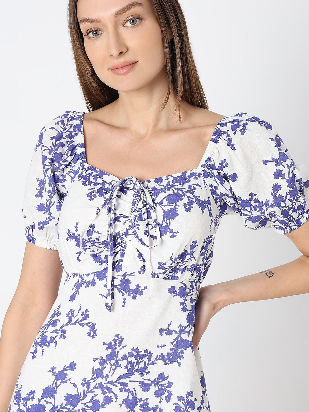 White Floral Fit & Flare Dress