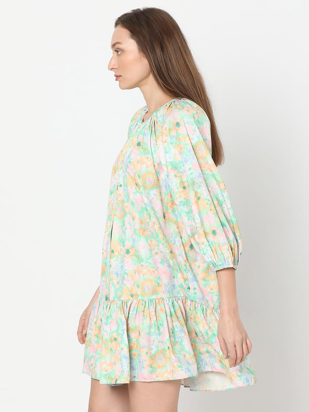 Green Printed Straight Fit Dress