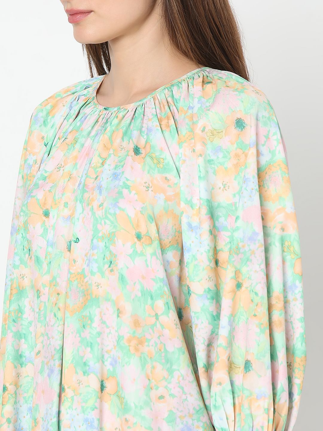 Green Printed Straight Fit Dress