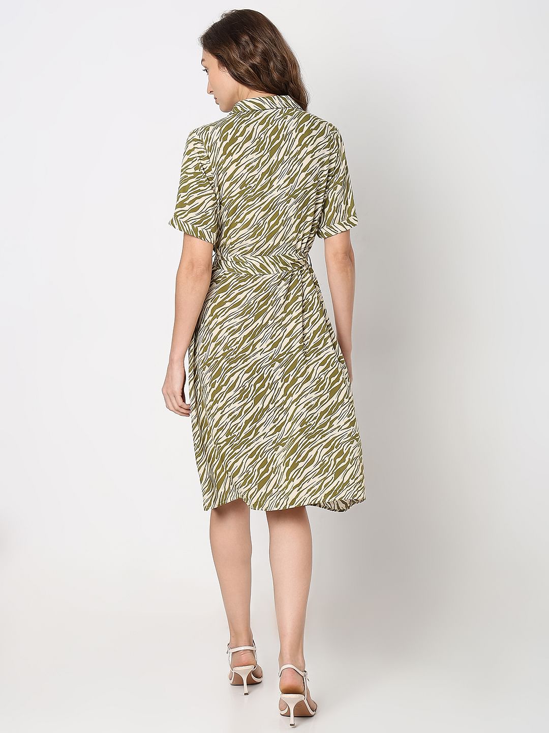 Green Printed Shirt Dress