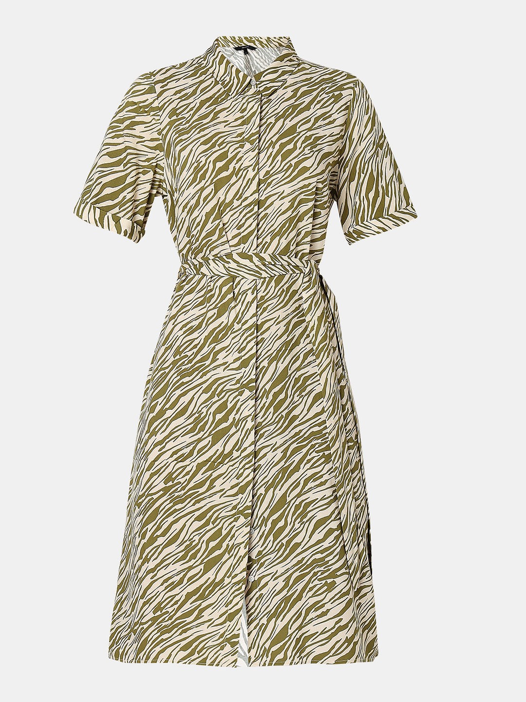 Green Printed Shirt Dress