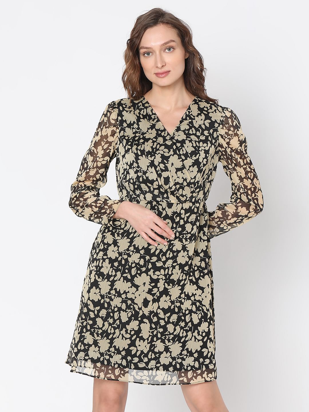 Black Floral Print Dress