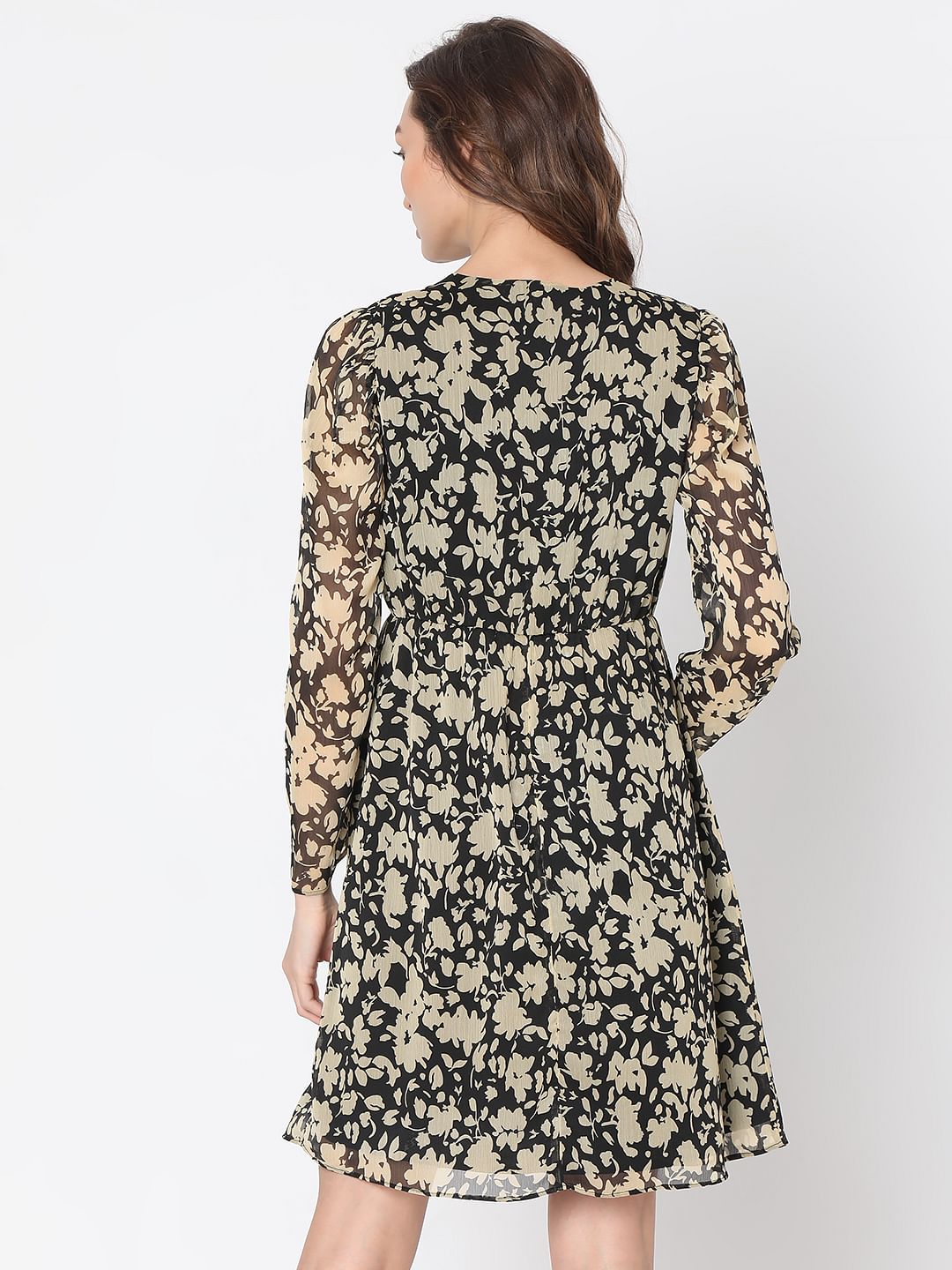 Black Floral Print Dress