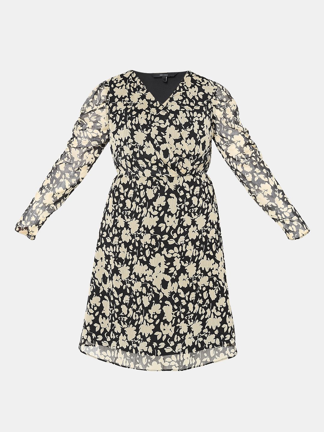 Black Floral Print Dress