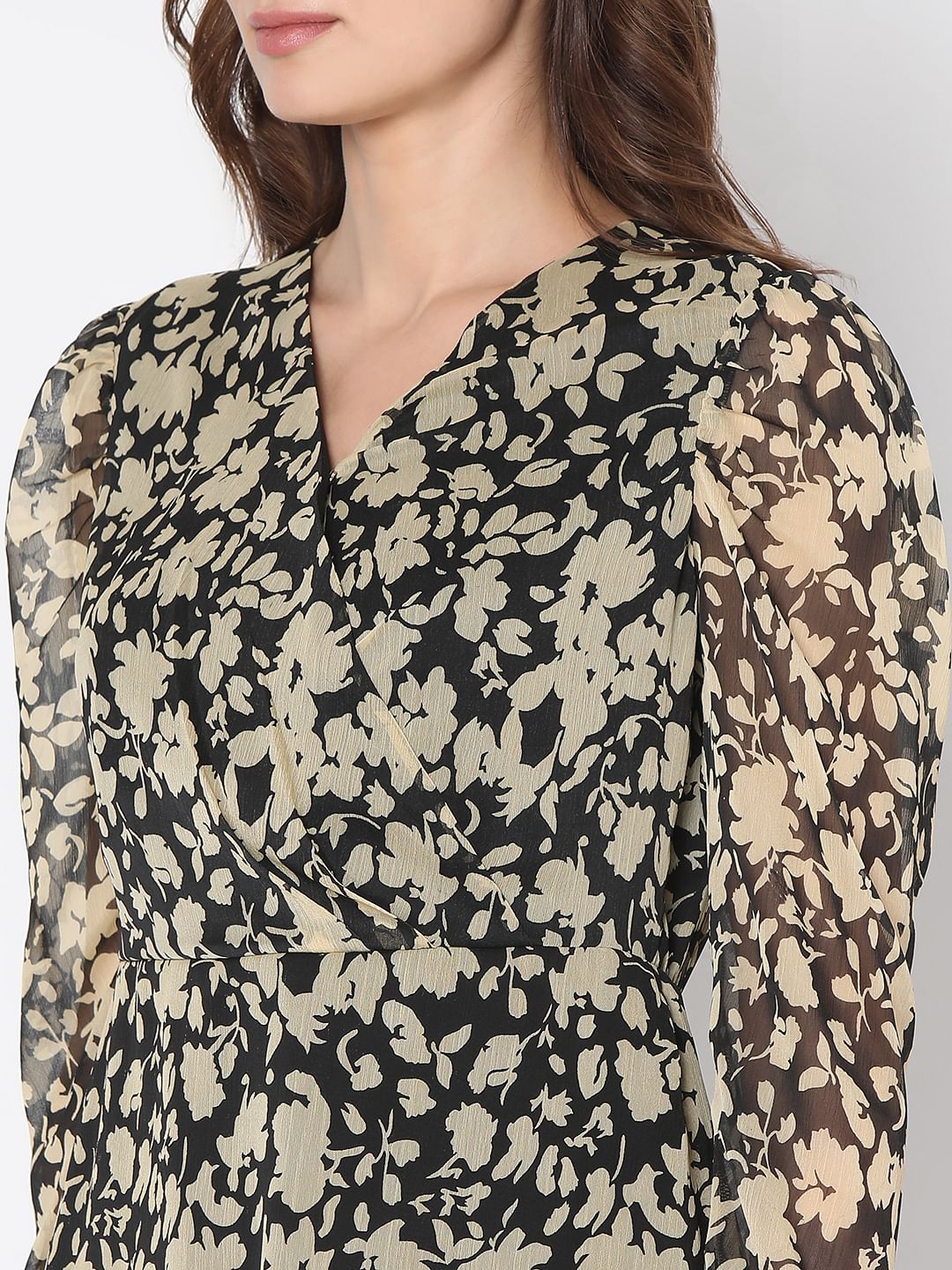 Black Floral Print Dress