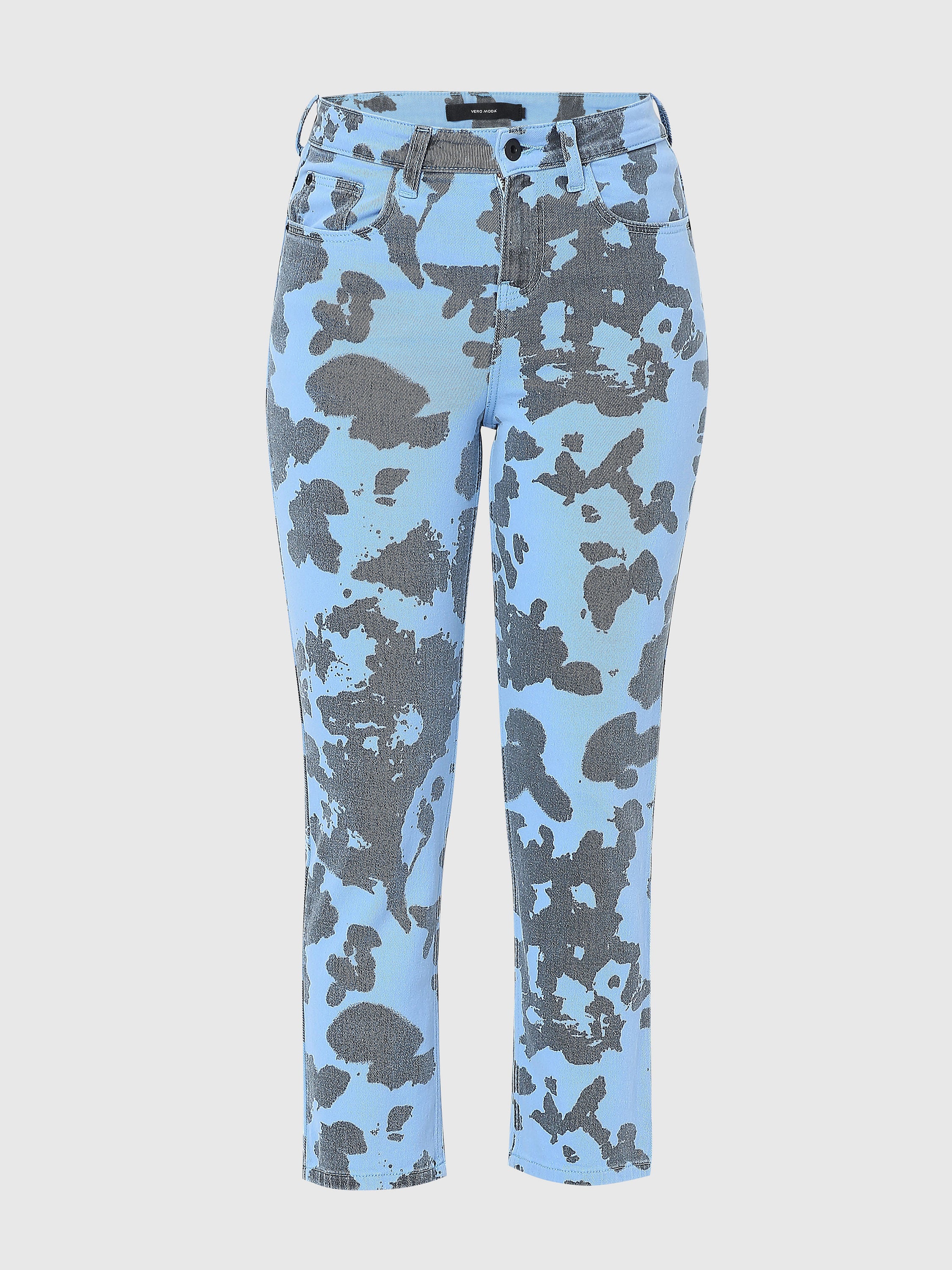 Blue Printed High Waist Wendy Skinny Jeans