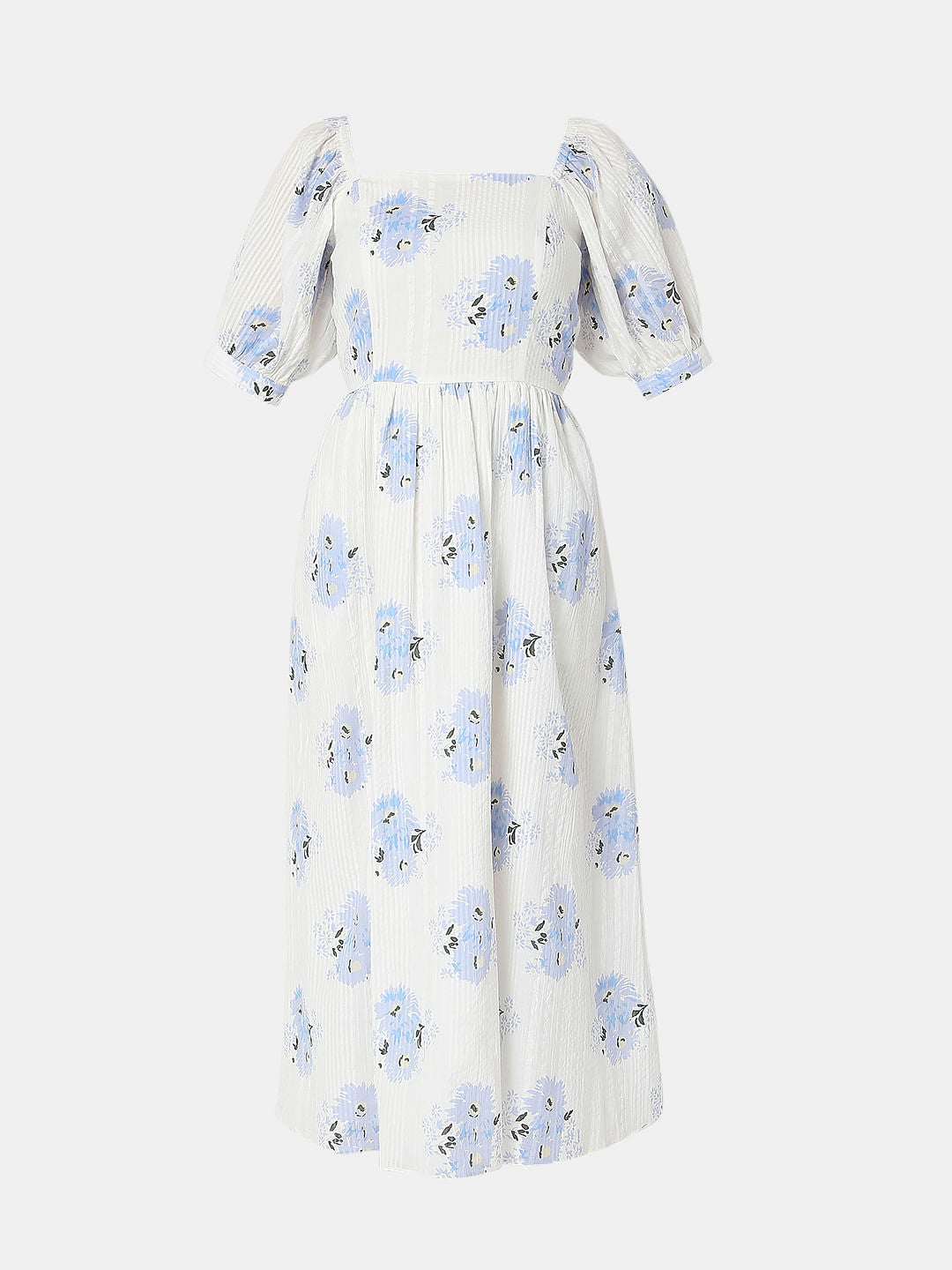 White Floral Midi Dress