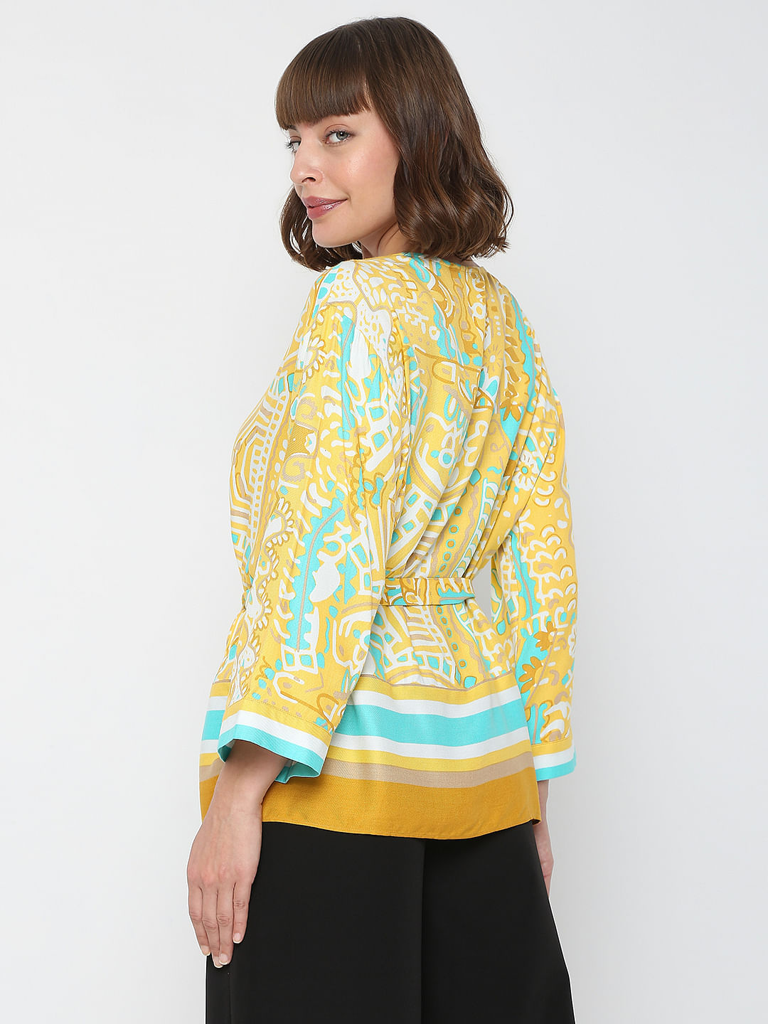 Yellow Abstract Print Co-Ord Set Top