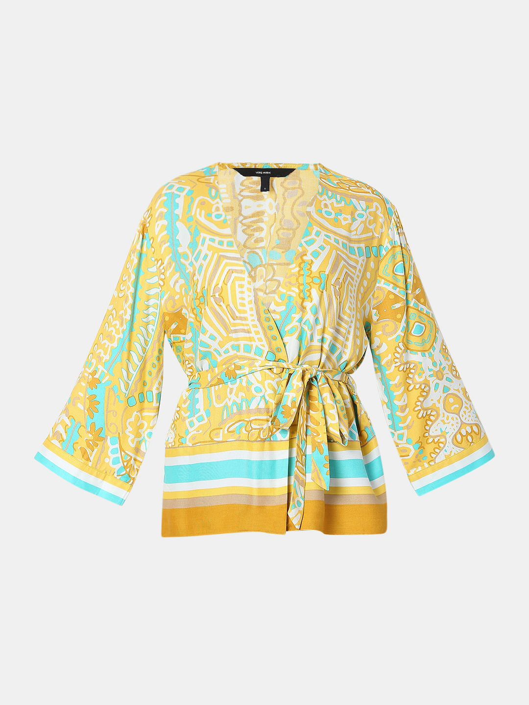 Yellow Abstract Print Co-Ord Set Top