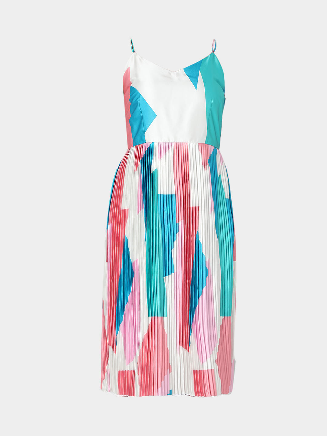 White Pleated Midi Dress