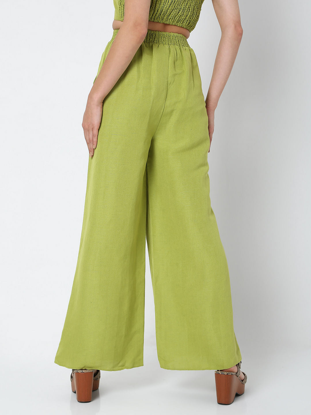 Green High Rise Wide Leg Co-Ord Pants