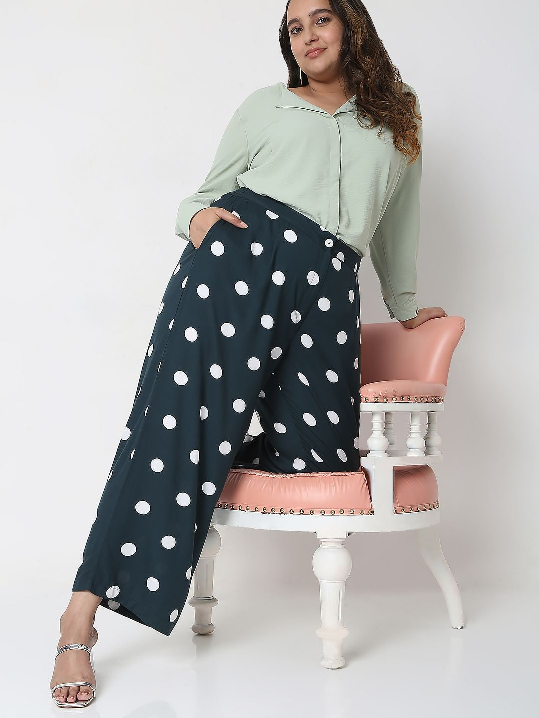 Curve Blue Polka Dot Pants