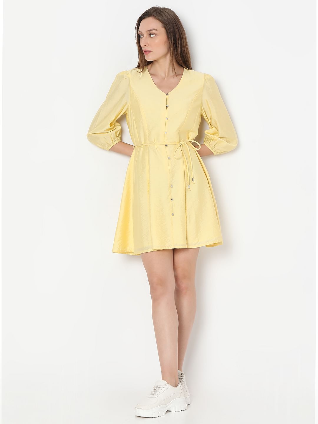 Yellow Fit & Flare Mini Dress