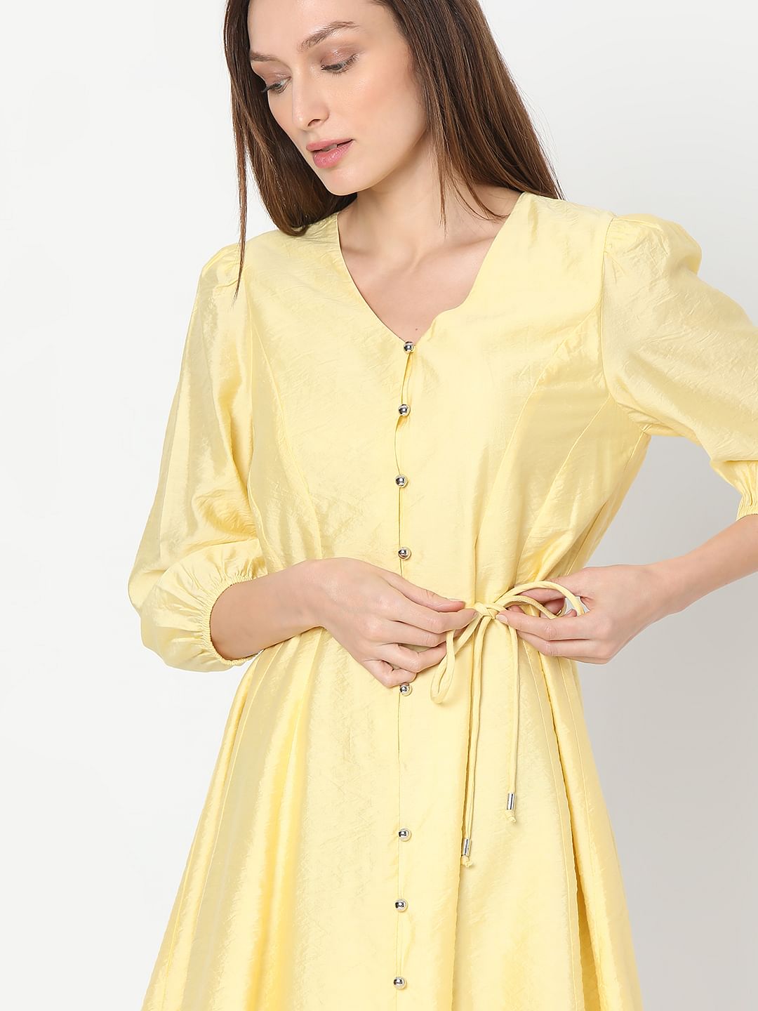 Yellow Fit & Flare Mini Dress