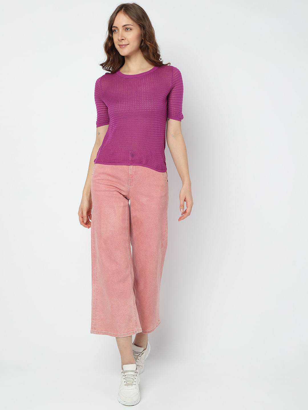Purple Textured Knit Top