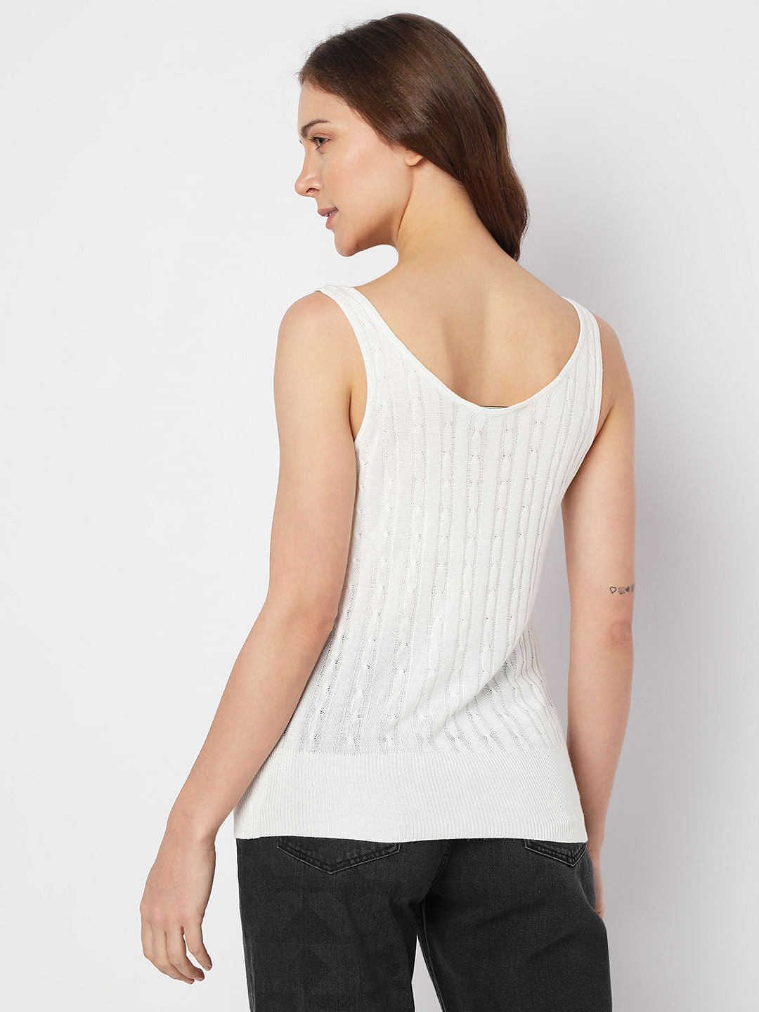 White Flatknit Tank Top