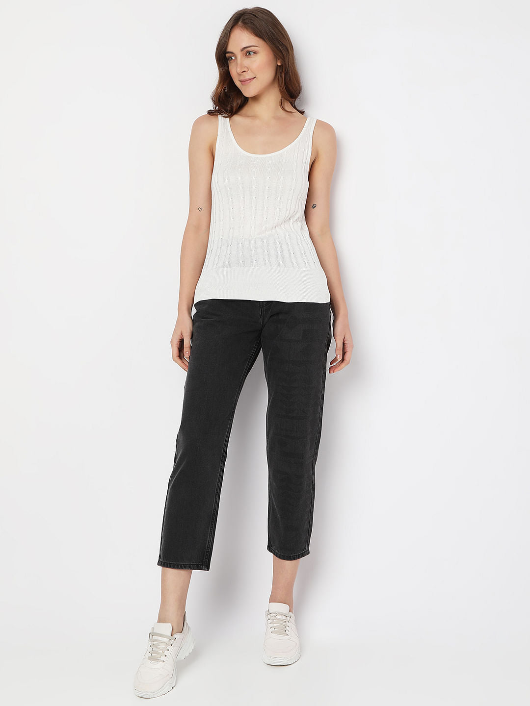 White Flatknit Tank Top