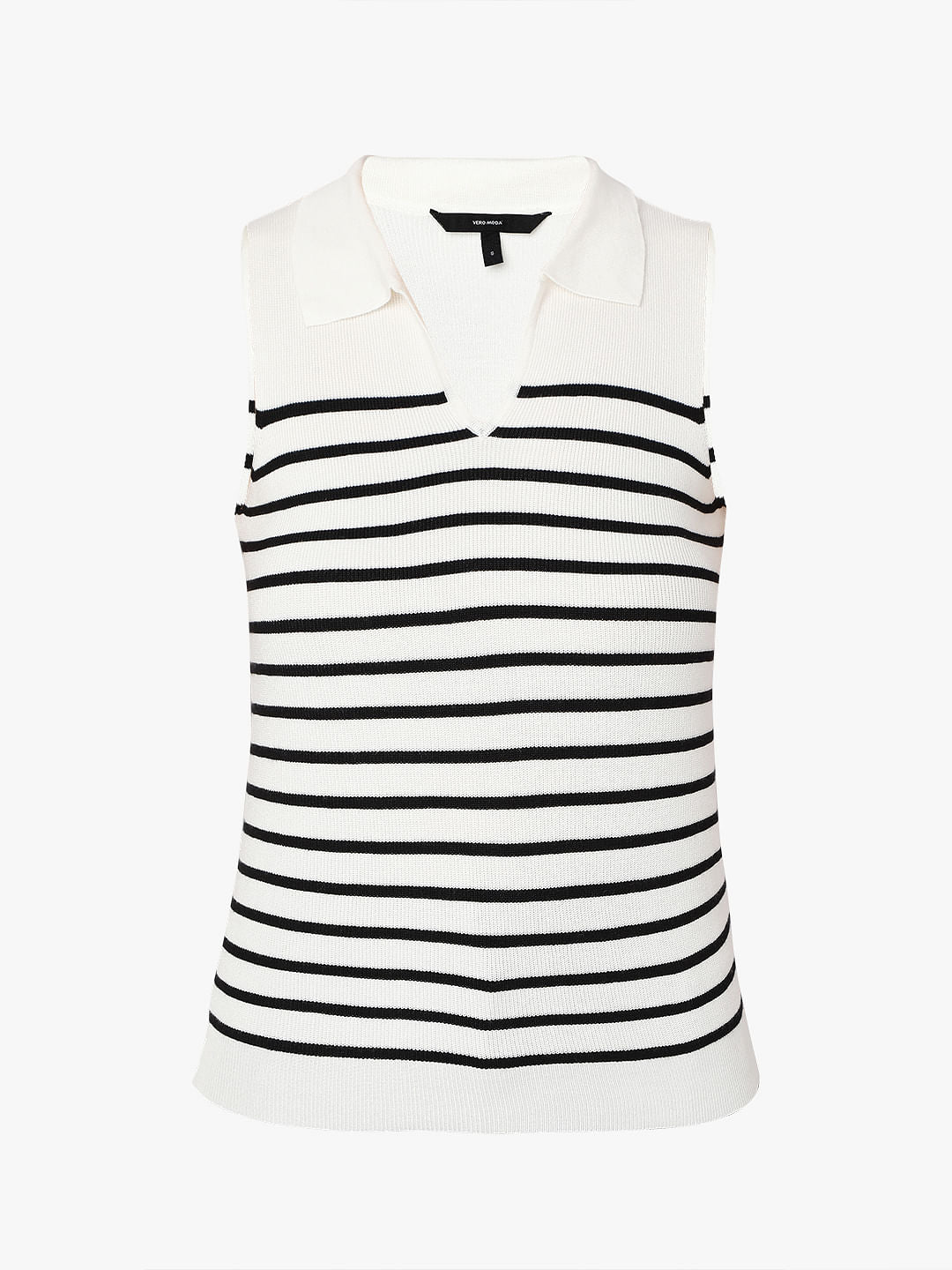 White Striped Flatknit Top