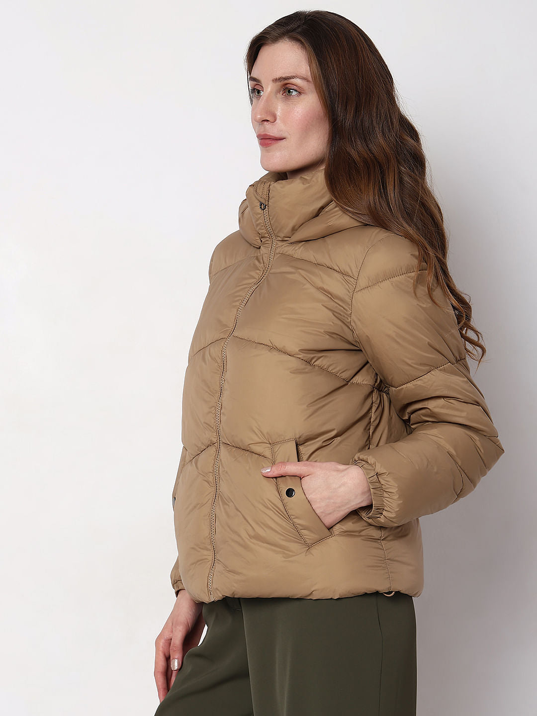 Brown Hooded Puffer Jacket
