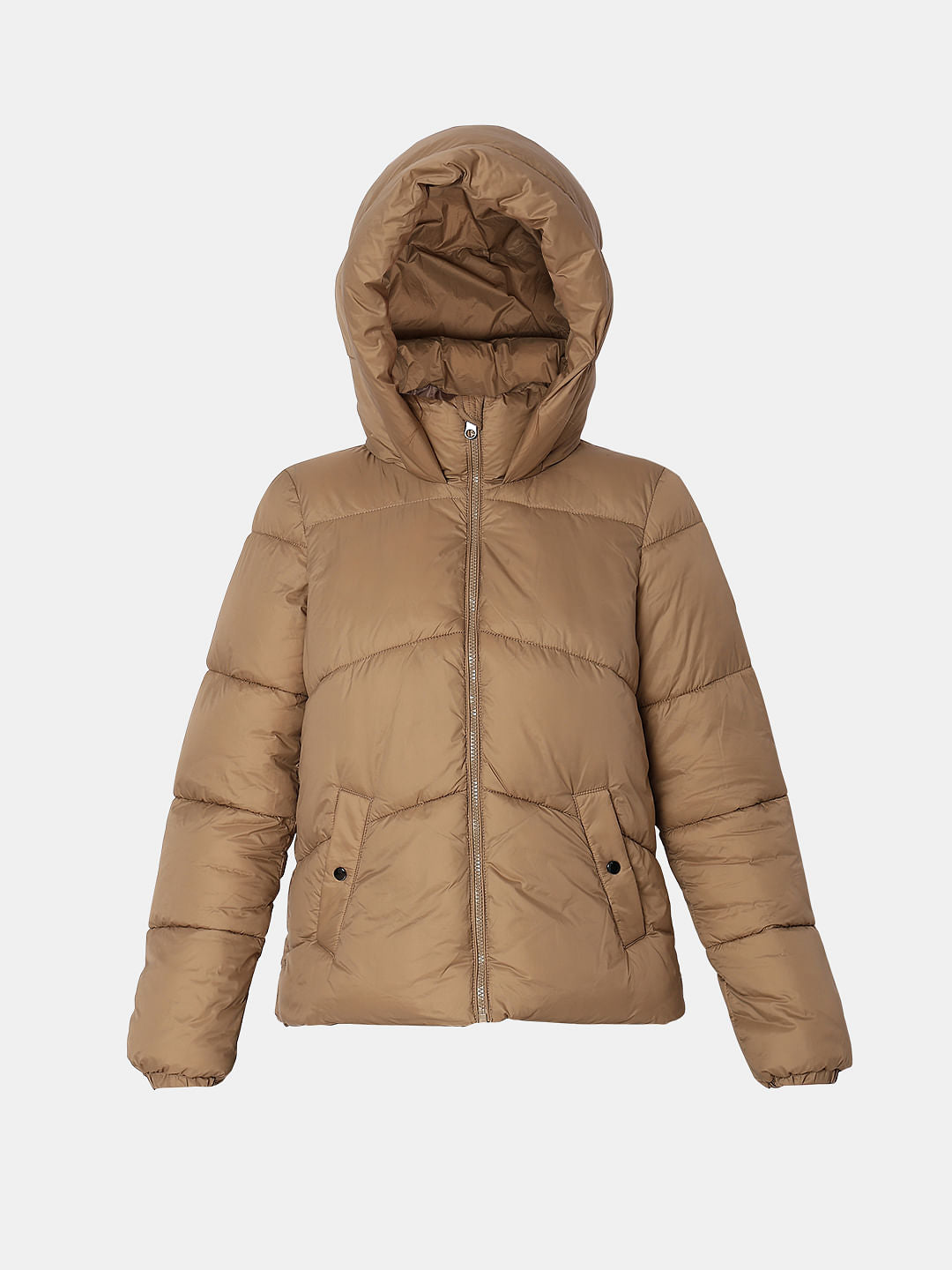 Brown Hooded Puffer Jacket