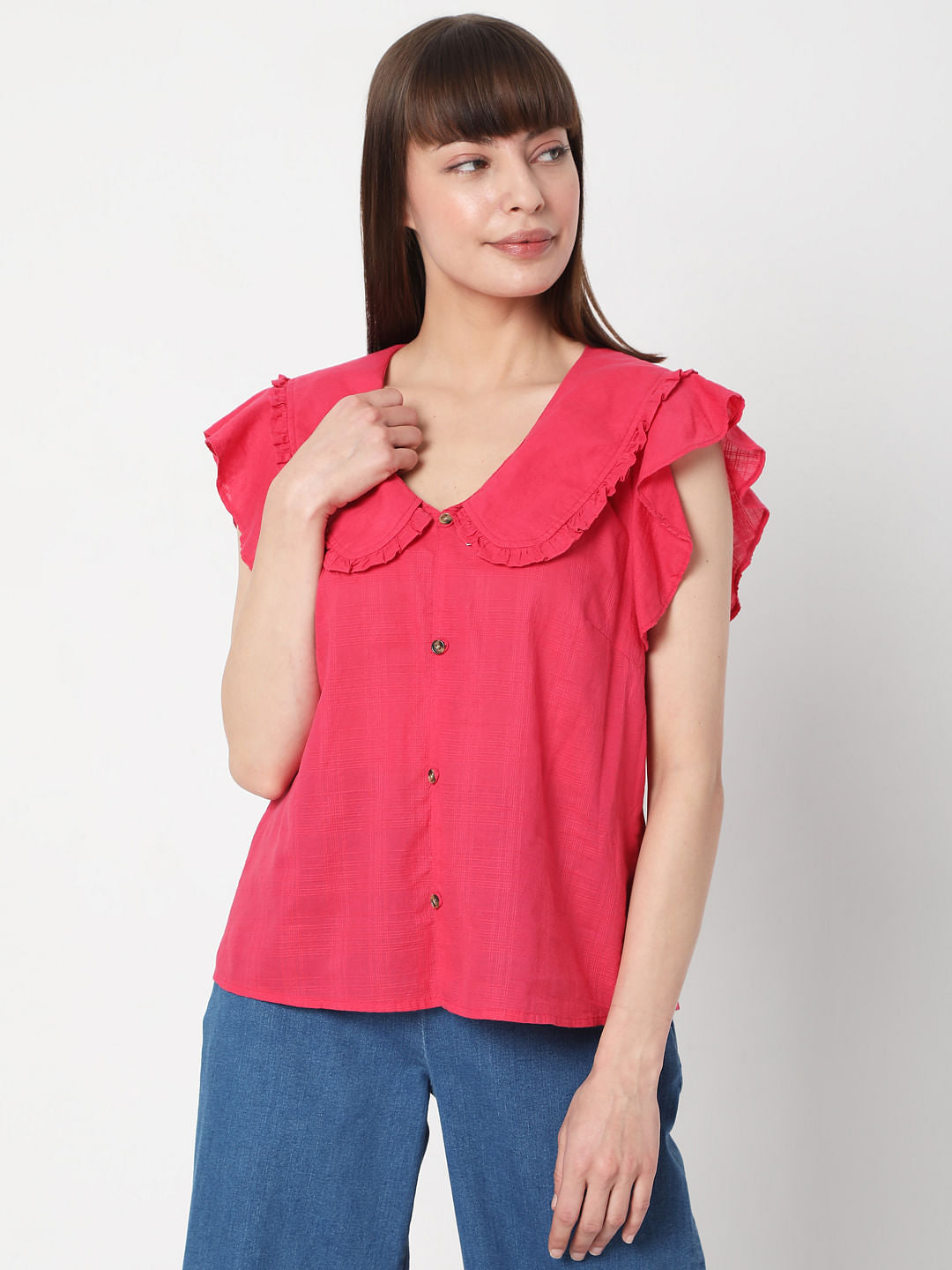 Pink Peter Pan Collar Top