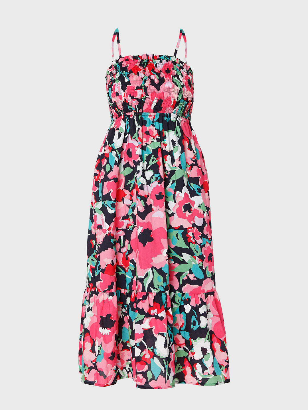 Pink Floral Strappy Dress