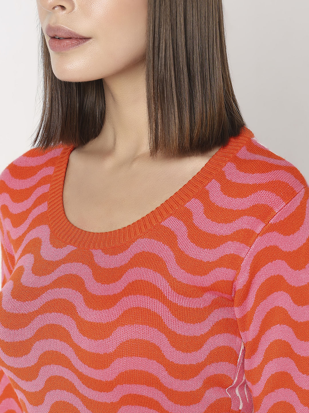 Pink & Orange Printed Sweater