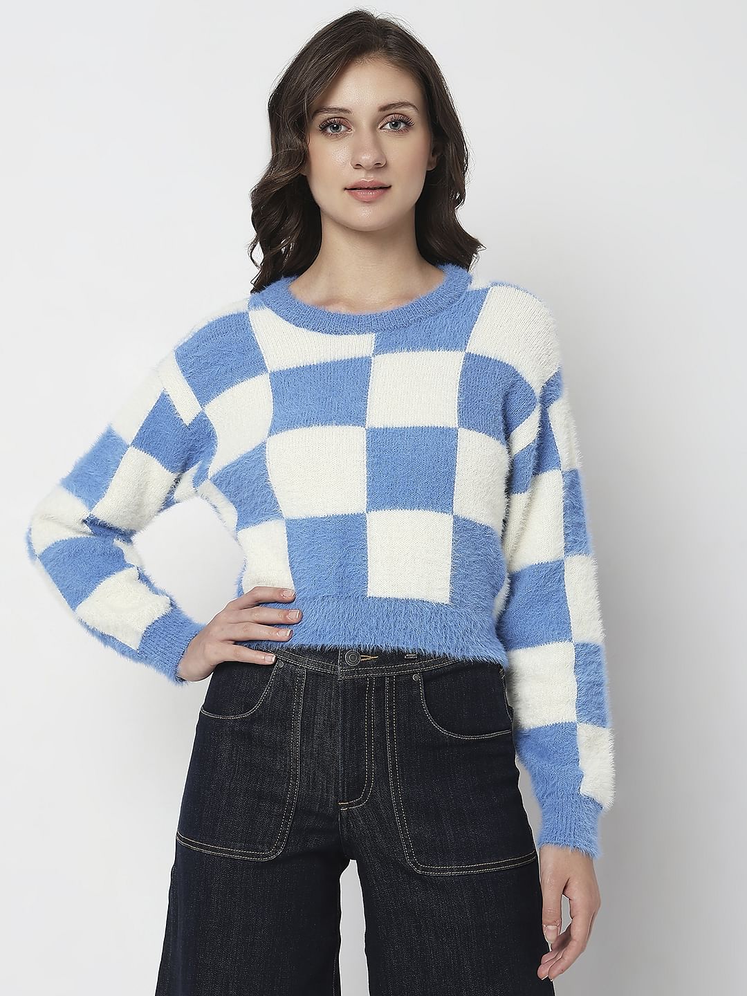 Blue & White Check Pullover